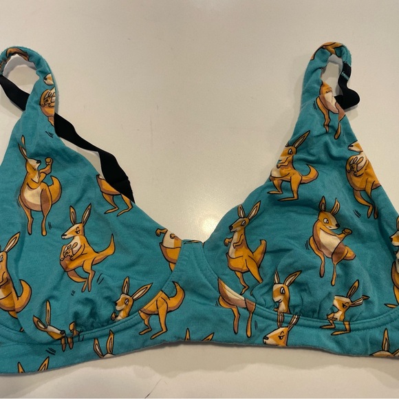 Teal Kangaroo Print Bralette - Picture 1 of 3